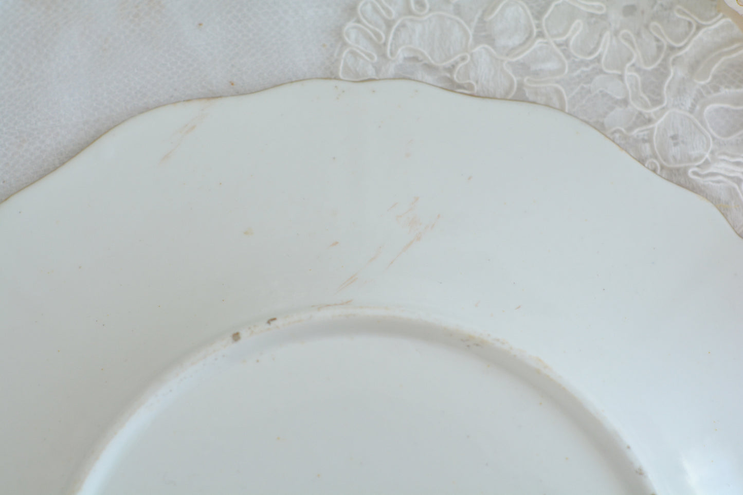 オールドイングリッシュハンドルが凛々しいトゥルートリオ。アップルグリーンの爽やかな色合いにハンドペイントで描かれた美しい花々が映えます。トゥルートリオは、ティーカップ、コーヒーカップ、ソーサーのセットでヴィクトリア時代の初期頃まではトリオといえばこちらが主流でした。今ではとても貴重になっています。紅茶もコーヒーも楽しめるのがいいですね。トゥルートリオとデザートプレートのセットです。