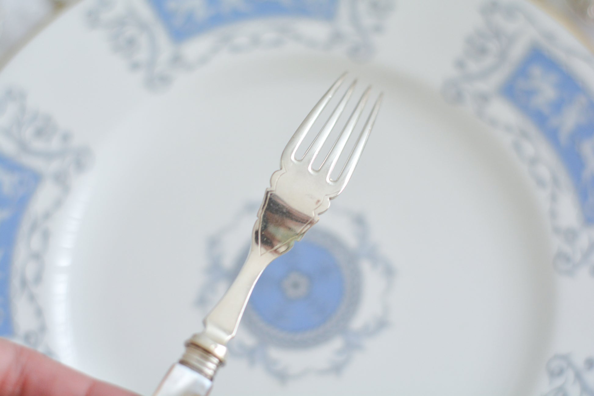 英国の人気メーカー、マッピン&ウェブの白蝶貝カトラリー。ティータイムにぴったりな丸刃のデザート(フルーツ)カトラリーです。豪華な彫刻が施されたカトラリーで、ハンドルも白蝶貝がたっぷり使われています。ハンドルは丸みがあるものが多いですが、こちらは角があるタイプでおしゃれです。白蝶貝の輝きもお楽しみいただけます。