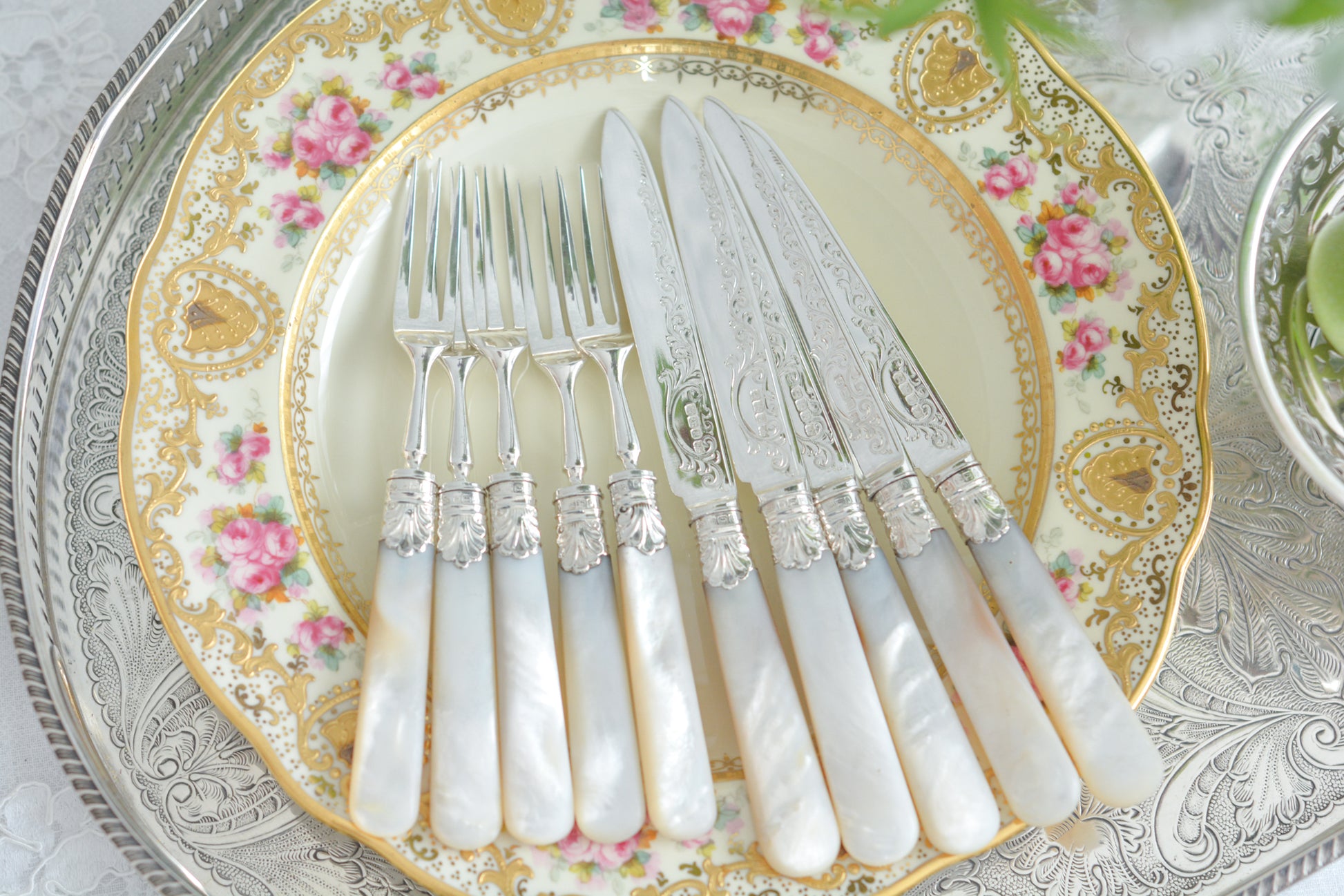 美しい純銀と白蝶貝ハンドルのデザートカトラリー。上品なデザインで純銀のブレードはキラキラと輝き、白蝶貝ハンドルは優しく輝きます。純銀&白蝶貝ハンドルのカトラリーは、やはり特別感がありますね。ティータイムを特別な時間にしてくれるカトラリーです。大きすぎないサイズ感も女性に嬉しいですね。素敵な時間をどうぞお楽しみください。