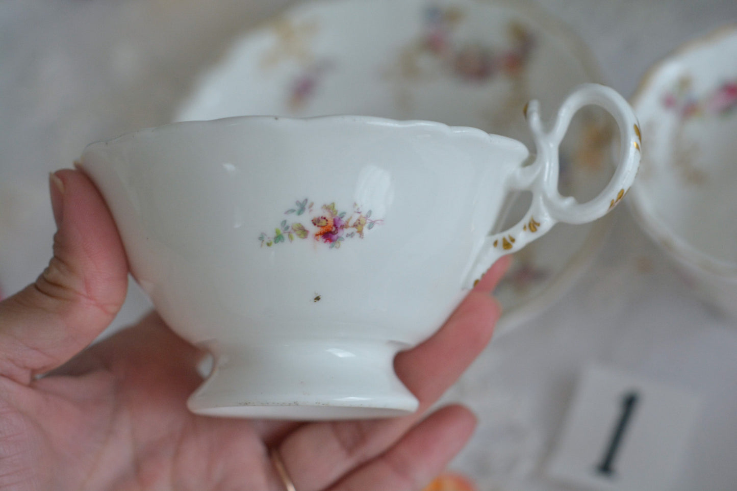コールポートの花々と宿木?の描かれたプレートです。私は宿木シリーズと呼んでおります。こちらは見が描かれていないので、他の木や珊瑚のようにも見えます。金彩部分もハンドペイントで描かれていて、コールポートらしい上品なお品となっております。華やかでクリスマスにもぴったりな雰囲気です。