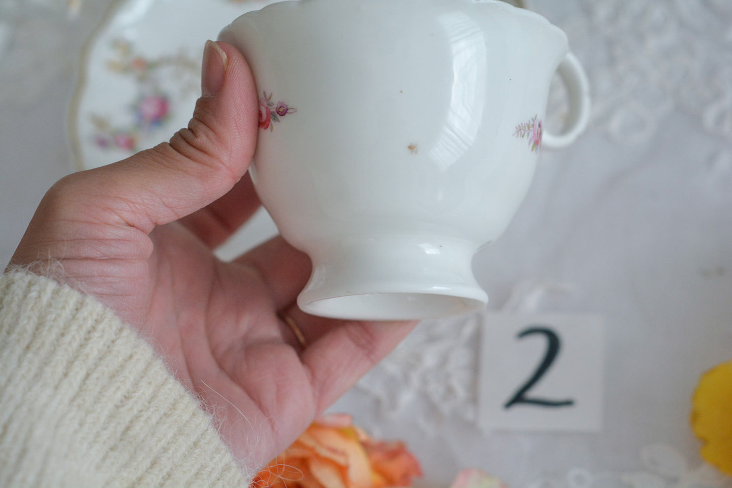 コールポートの花々と宿木?の描かれたプレートです。私は宿木シリーズと呼んでおります。こちらは見が描かれていないので、他の木や珊瑚のようにも見えます。金彩部分もハンドペイントで描かれていて、コールポートらしい上品なお品となっております。華やかでクリスマスにもぴったりな雰囲気です。