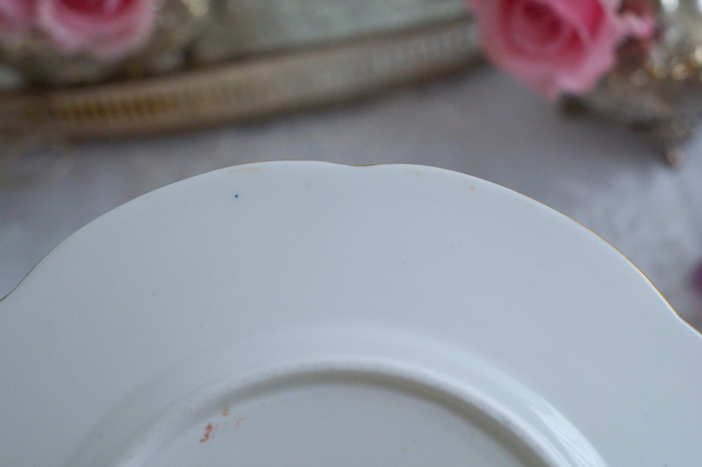 リッジウェイの素晴らしさを体感いただけるプレート。豪華絢爛という言葉がぴったりです。コバルトブルーに、金彩。エナメル画のイチゴやさくらんぼは瑞々しく描かれています。息を呑む美しさとでも言いましょうか。19世紀の素晴らしいプレートで、お茶の時間をお楽しみください。キャビネットプレートとしてお部屋に飾っていただいても素敵です。