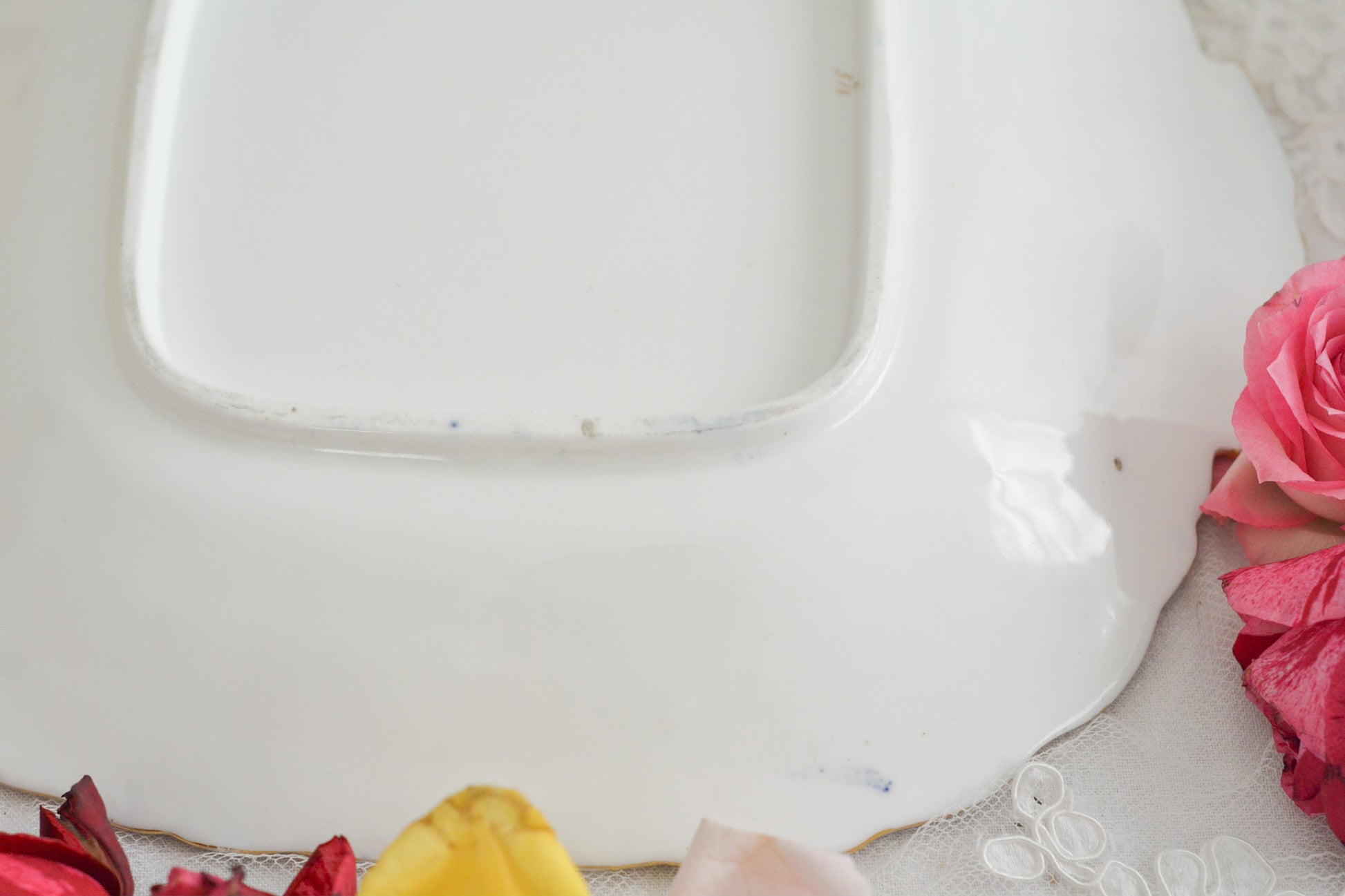 コールポートのアデレードシェイプのB&Bプレートです。ロココリバイバルの優雅なデザインが美しいです。ハンドペイントで描かれたブーケも大きく存在感もあり、ブーケを囲むコバルトブルーの模様もとっても可愛らしく、ブーケを引き立てています。B&Bとはブレッド&バターのことで、パンをもりつけたり、焼き菓子やフルーツなど様々な用途にお使いいただけます。テーブルがパッと華やかになるプレートです。