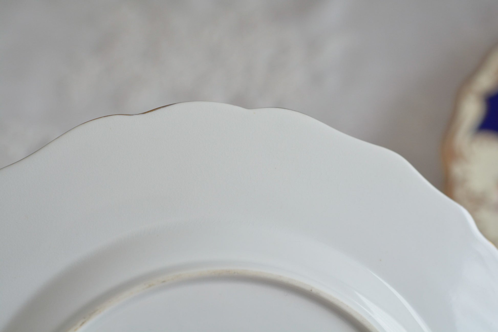 コープランドの美しいプレートがやってきました!コバルトブルーとベージュカラーにハンドペイントで美しい花々が描かれています。プレートの深さがあるタイプでサービングプレートとしてもお使いいただきやすいかと思います。貫入は見られますが、金彩のスレはほとんどないプレート達です。蚤の市の特別セットです!貫入のない素晴らしい状態の同じプレートは新着コーナーに掲載中です。