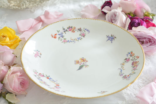 ロンドンに1825年〜1917年に営業していた「ダニエル」という小売店がオーダーしたデザートプレートです。バックスタンプはダニエルのマークのみで製造元のマークはありません。その為どのメーカーにオーダーしたのは詳細はわかりませんが、可憐な小花たちがとても美しいプレートです。ダニエルは、コールポートなどに特注品をオーダーしていたと専門書に記述があります。きっと力のあった小売店だったのだろうと思います。