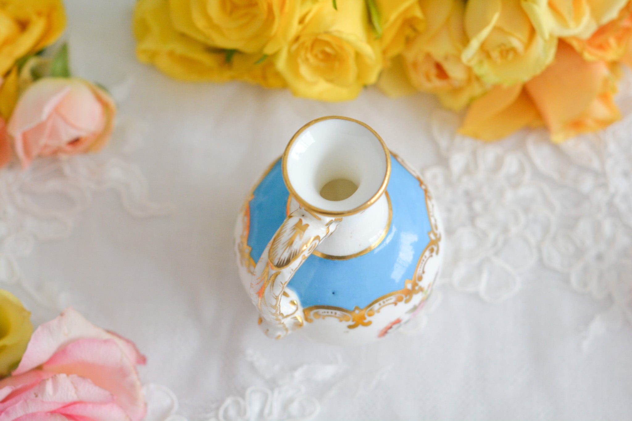 コールポート ターコイズブルーの小さな花瓶 – Rose Antiques